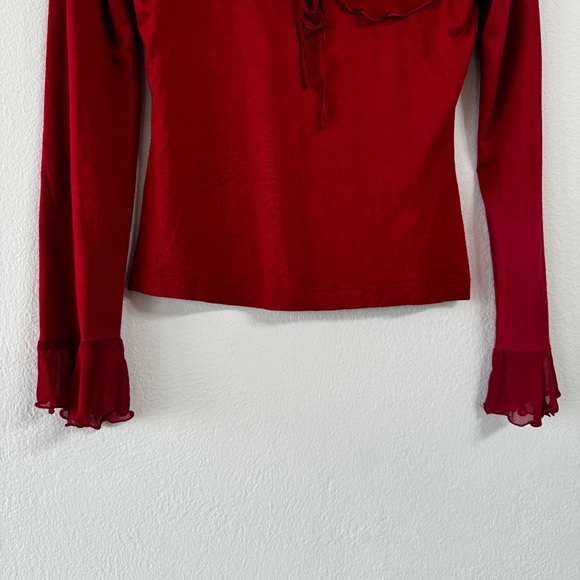 Red Quarter Sleeve with Chiffon Ruffles - Picture 6 of 6